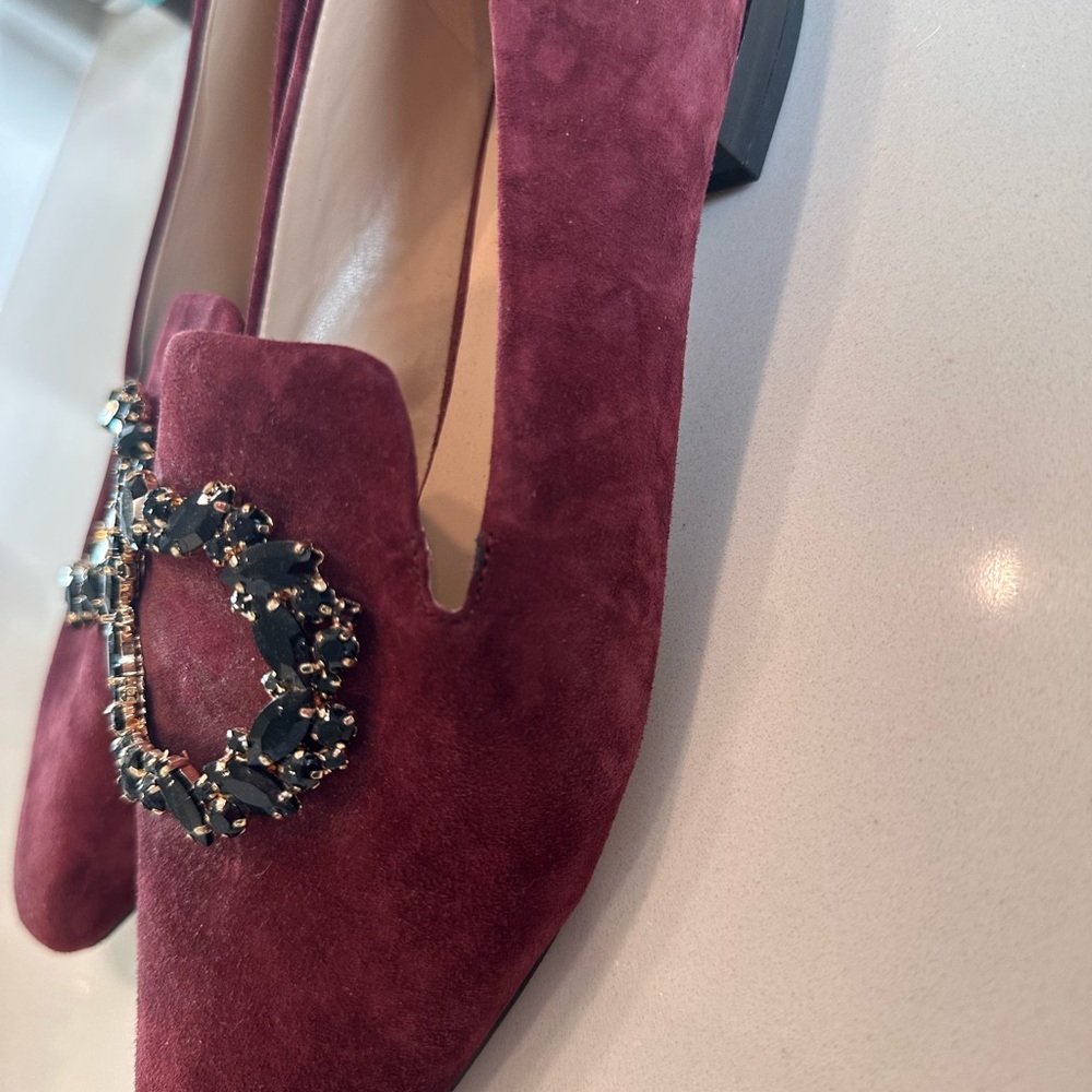 Karl Lagerfield Burgundy Suede Women's Loafers
